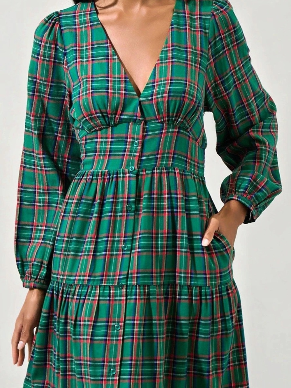 SUGARLIPS | Jace Plaid Shely Button Down Midi Dress Size Small - Picture 4 of 6